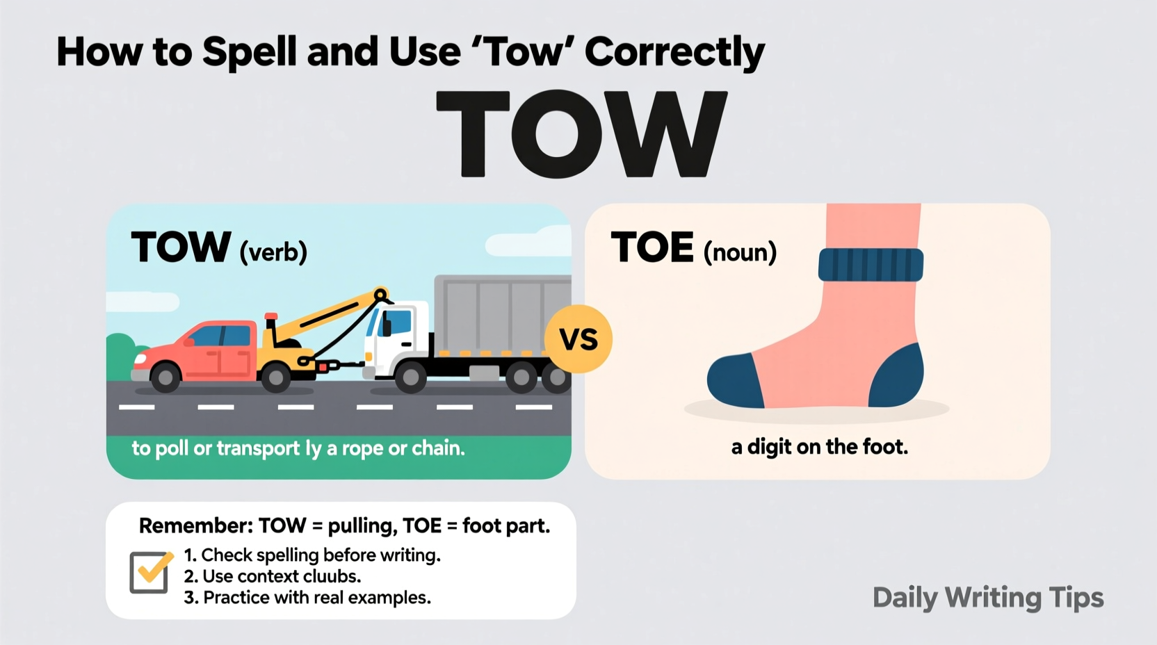 how to spell and use tow correctly a clear guide for everyday writing
