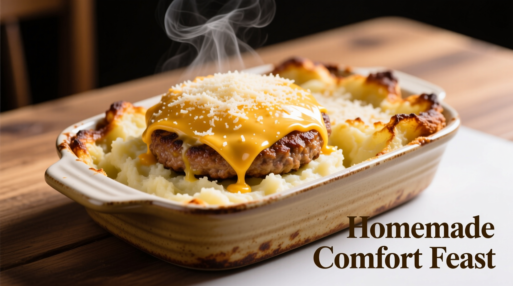 Golden baked hamburger and mashed potato casserole