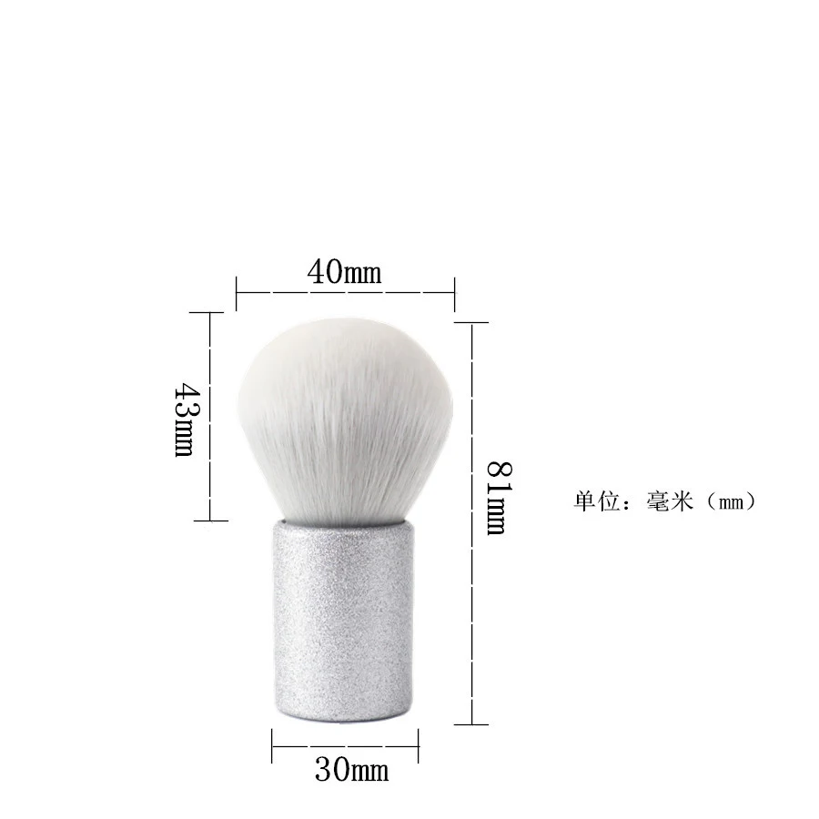 New silver glitter plastic handle 40*81mm round small make up brushes kabuki brush with pink gift bag