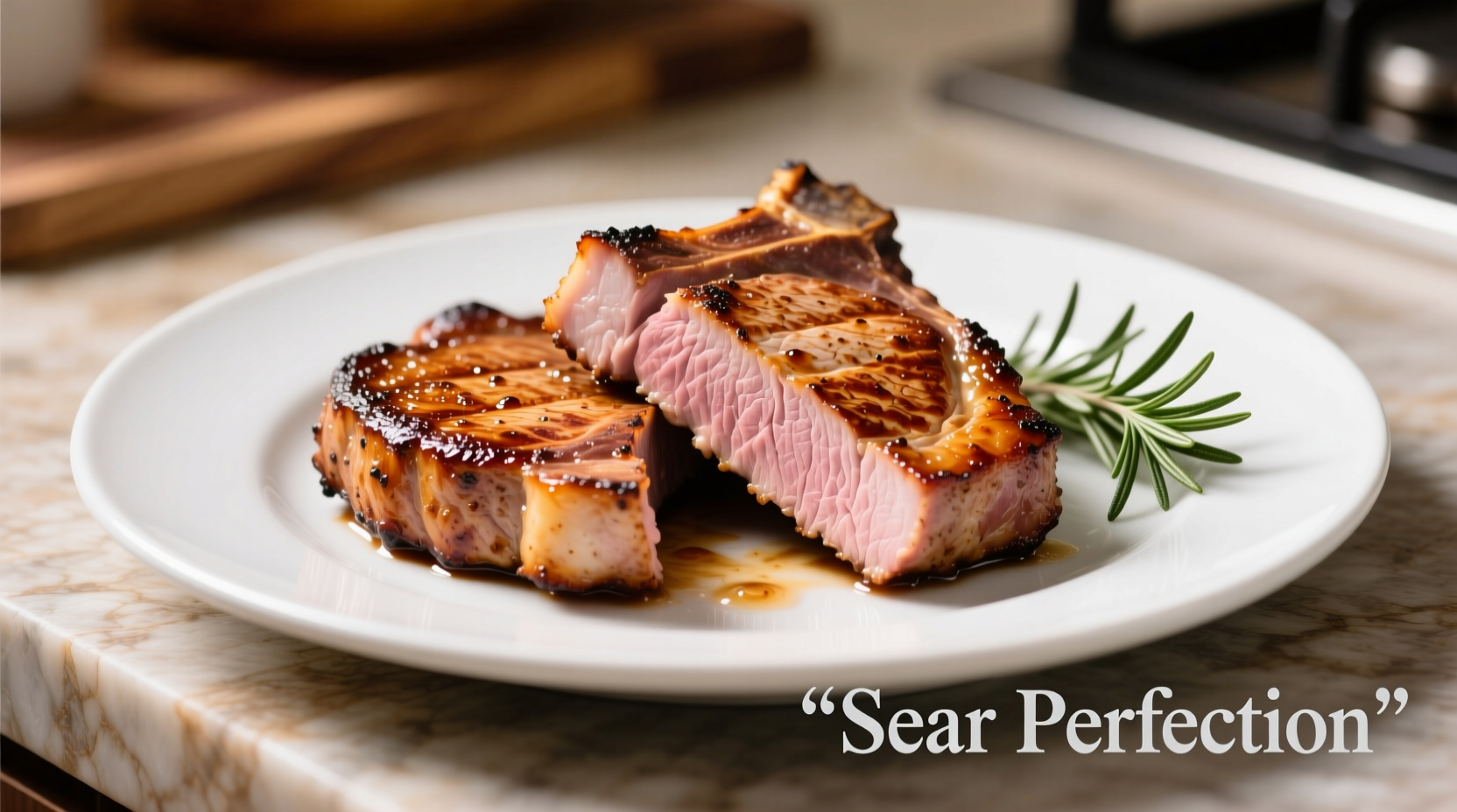 Perfectly seared pork loin chops with golden crust