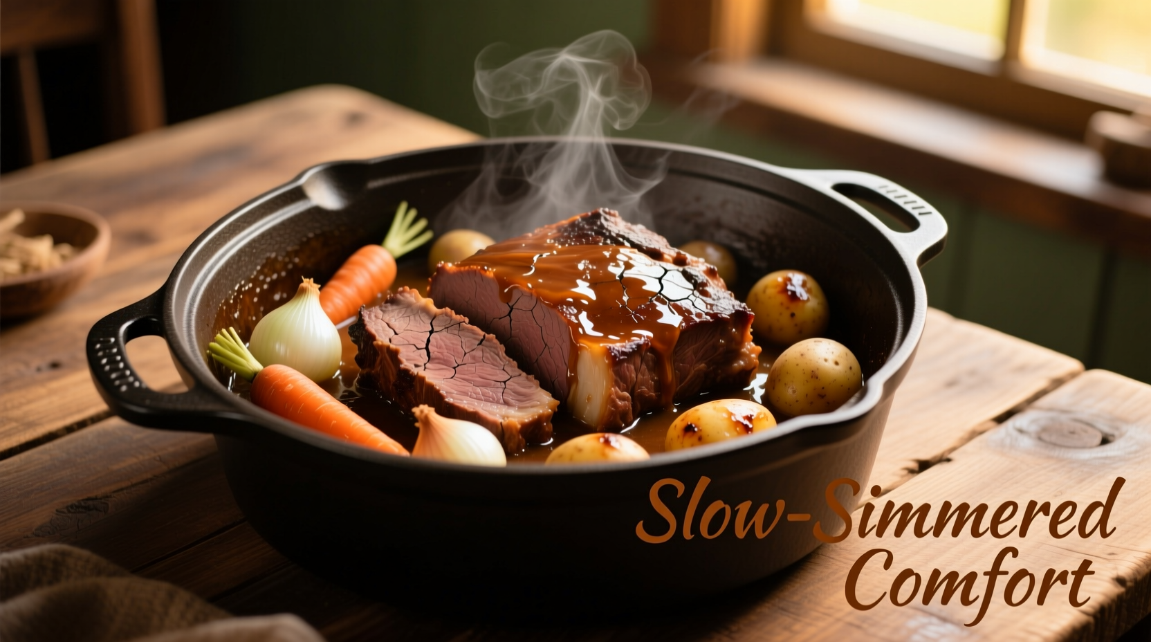 Fork-tender pot roast with vegetables in crock pot