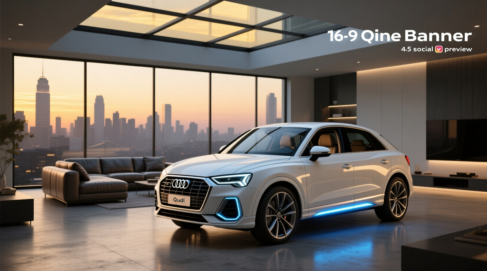 Close-up view of Audi Q3 door panel showing embedded ambient light strip beneath trim