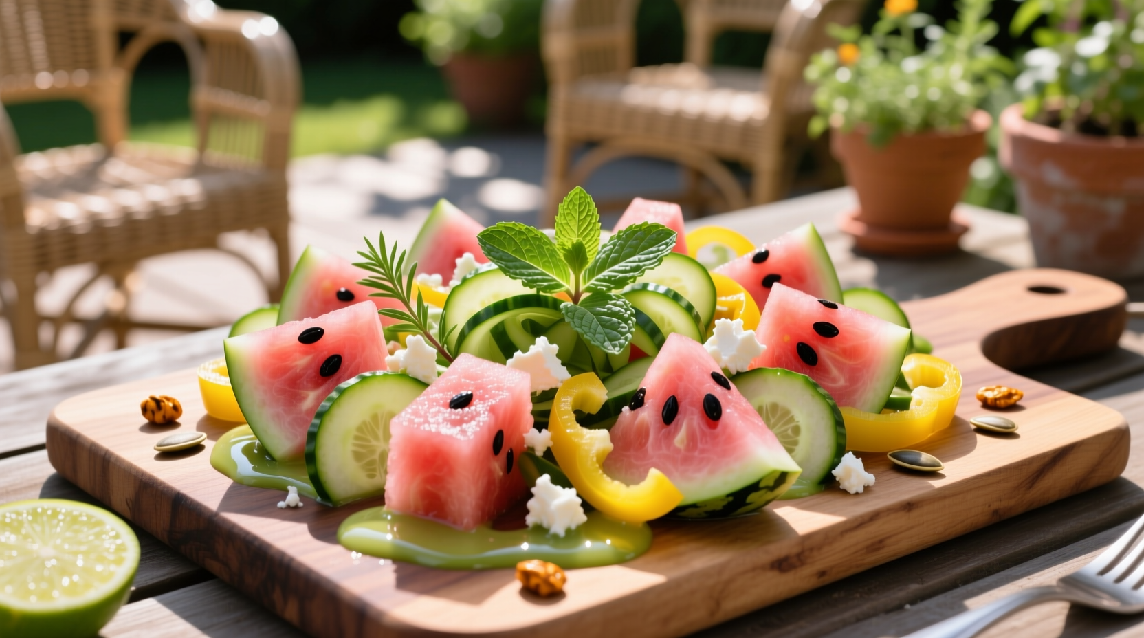 make a flavorful summery salad by treating watermelon