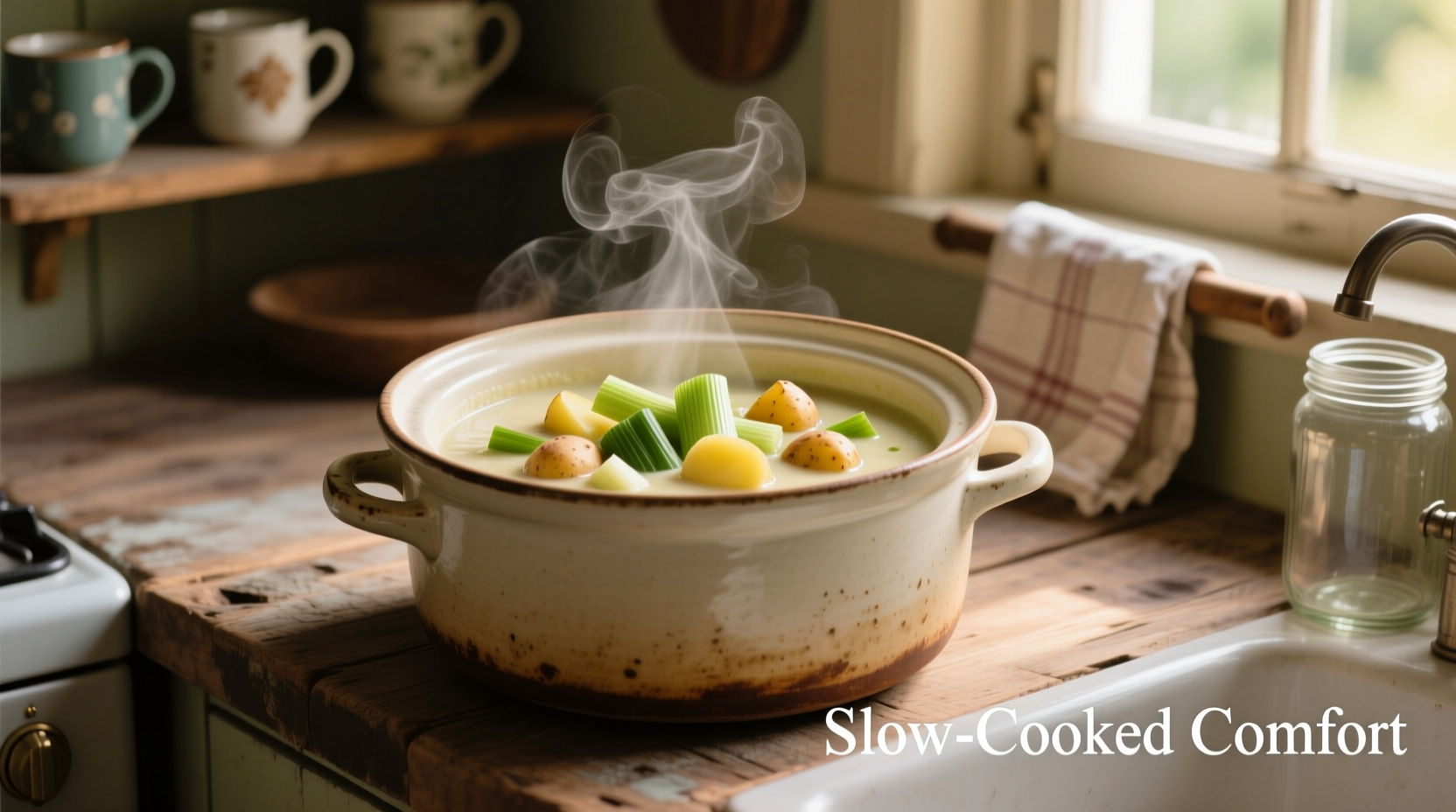Vergleich verschiedener Konsistenzen von Lauch-Kartoffelsuppe