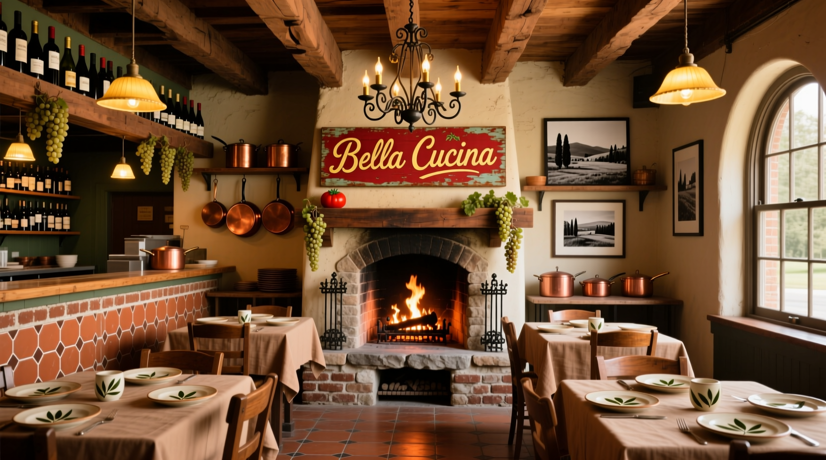 Tomato Bar Schererville dining area with rustic Italian decor