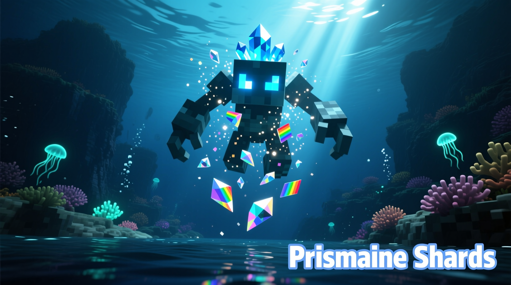 Guardian mob dropping prismarine shards in Minecraft