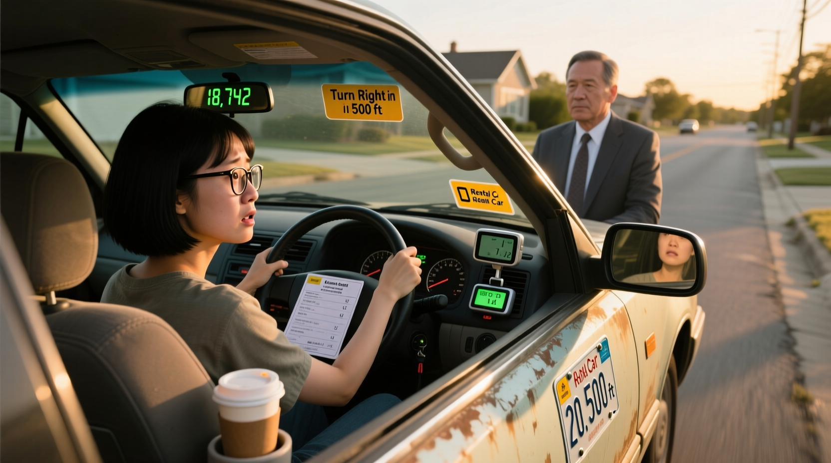 can you take a drivers test in a rental car