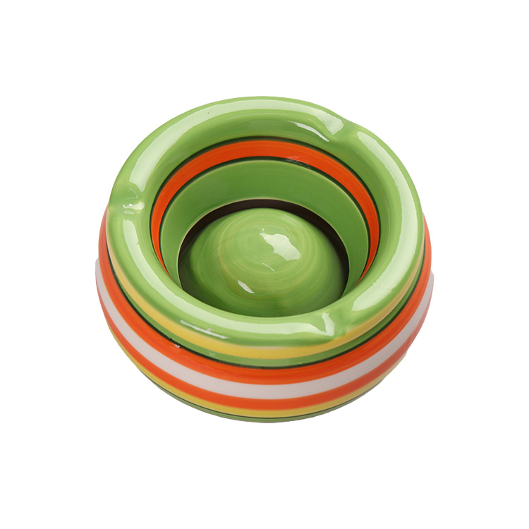 High Quality Ceramic Cigar Ashtray Porcelain With 3 Holder Slots Round For Home Office Decoration