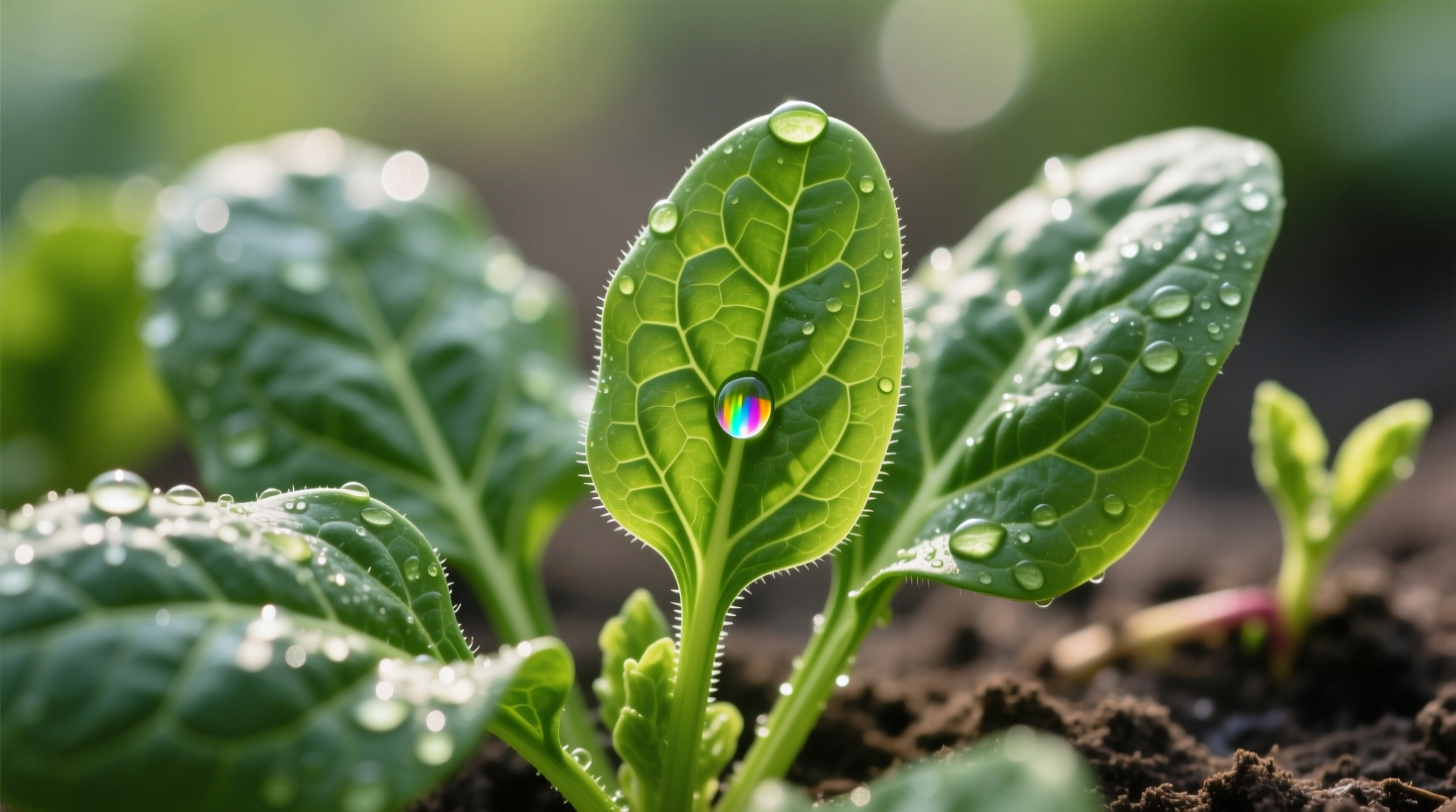 Close-up of fresh spinach leaves on plant