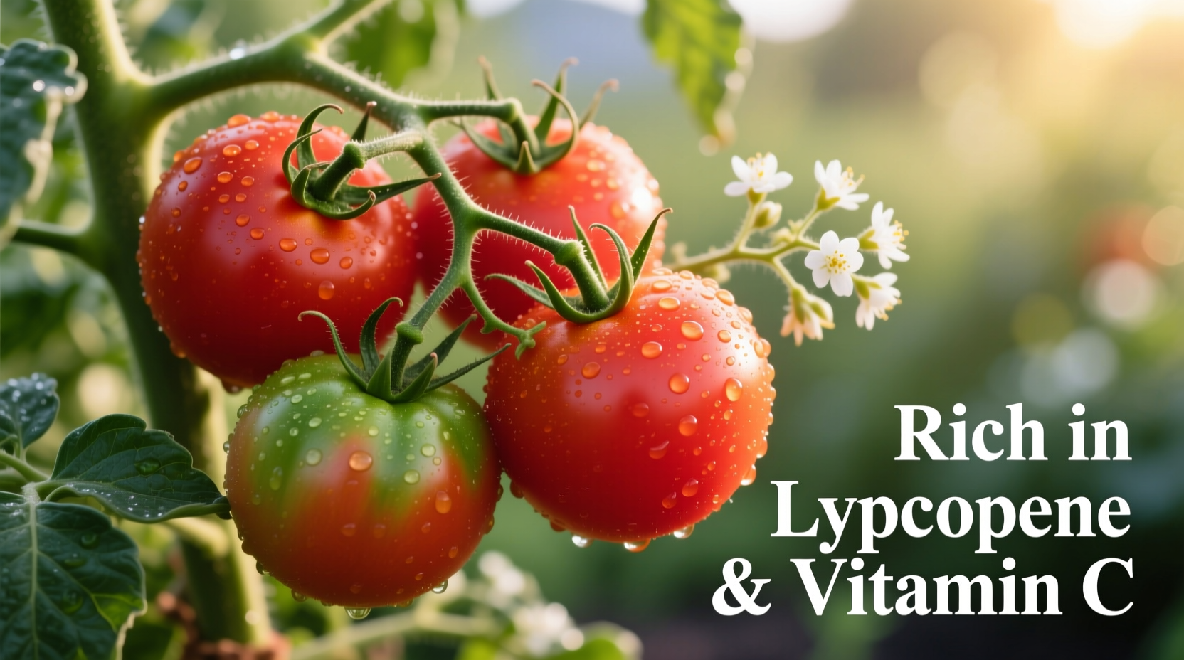 Fresh tomatoes on vine with nutritional benefits