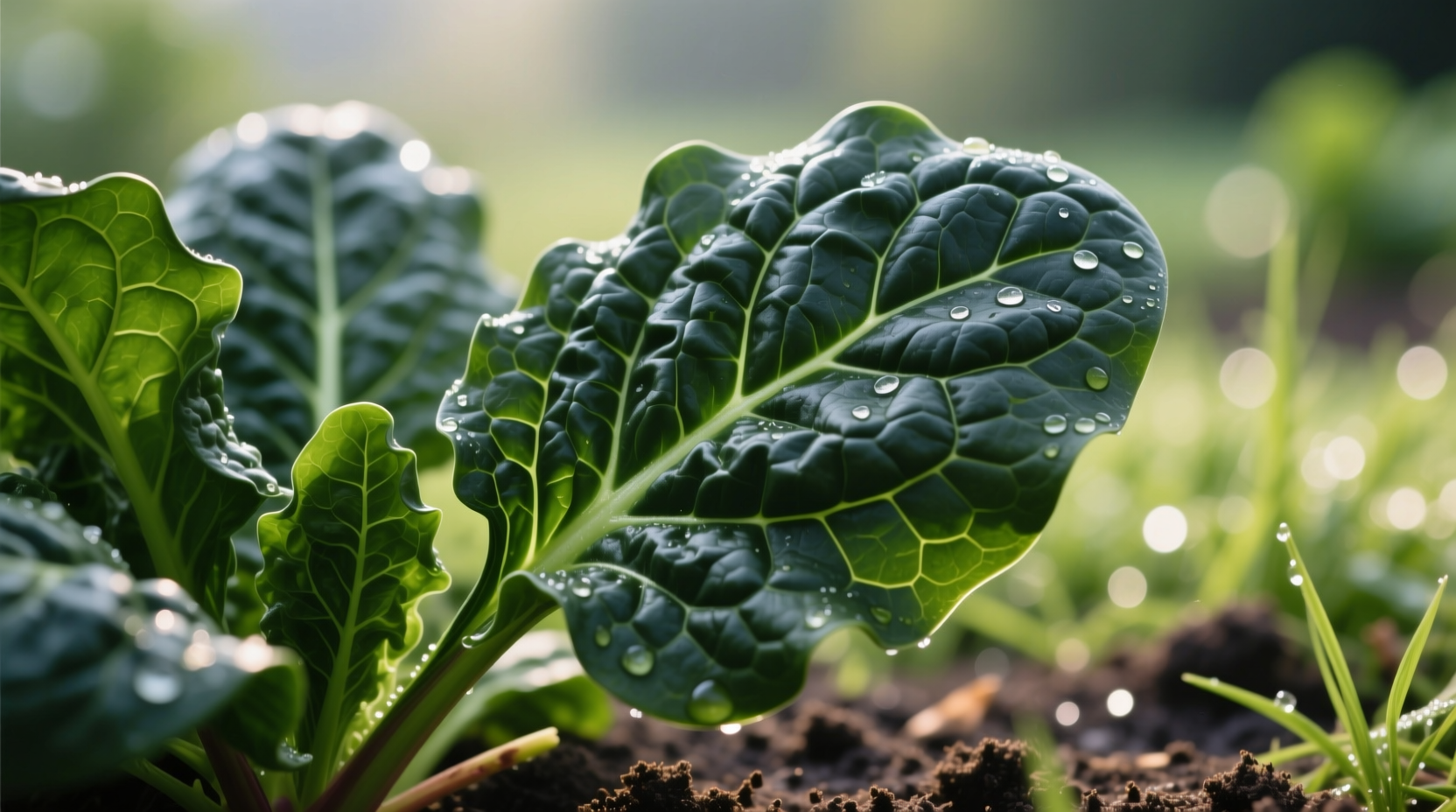 Bloomsdale spinach plant with crinkled dark green leaves