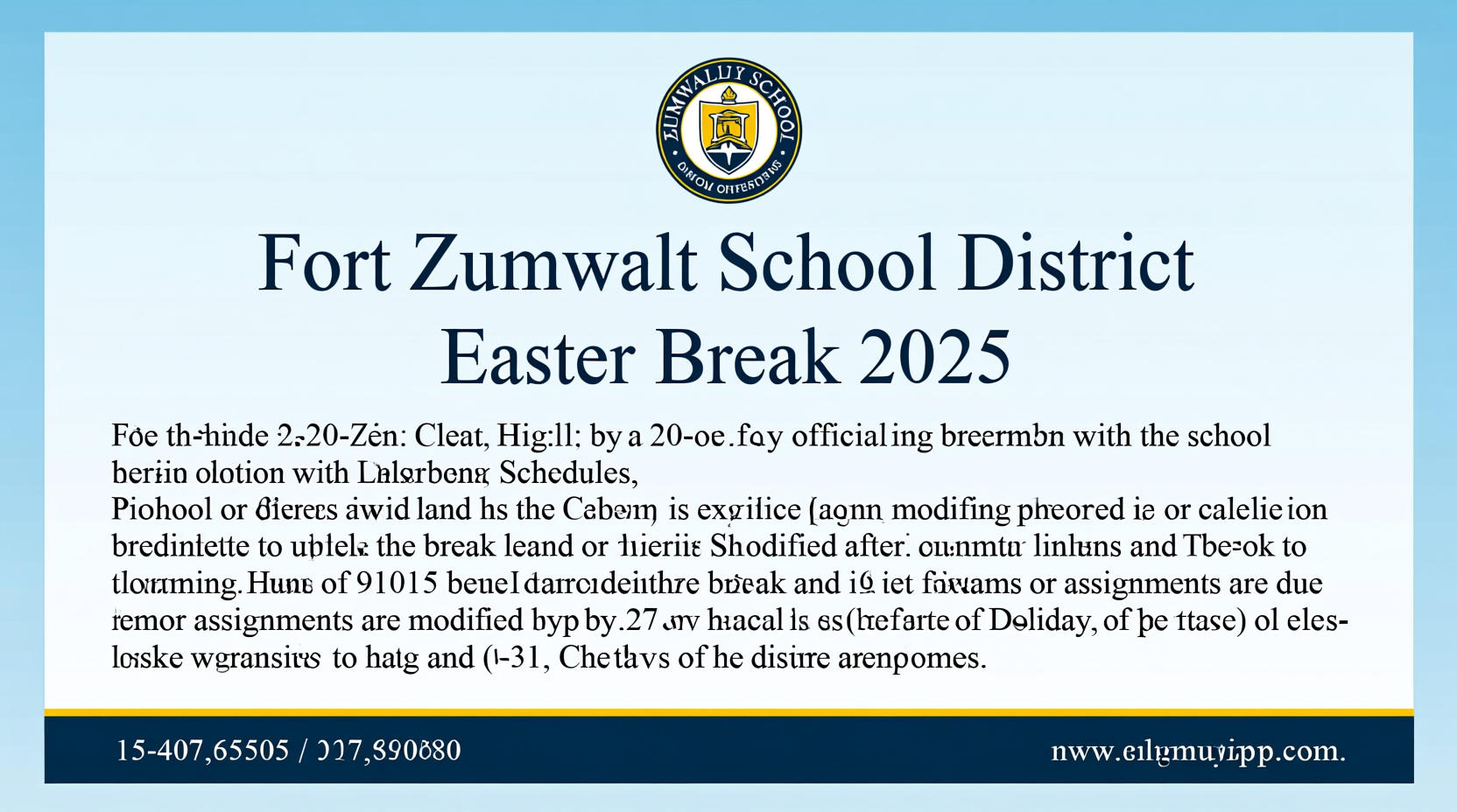 does fort zumwalt have easter break