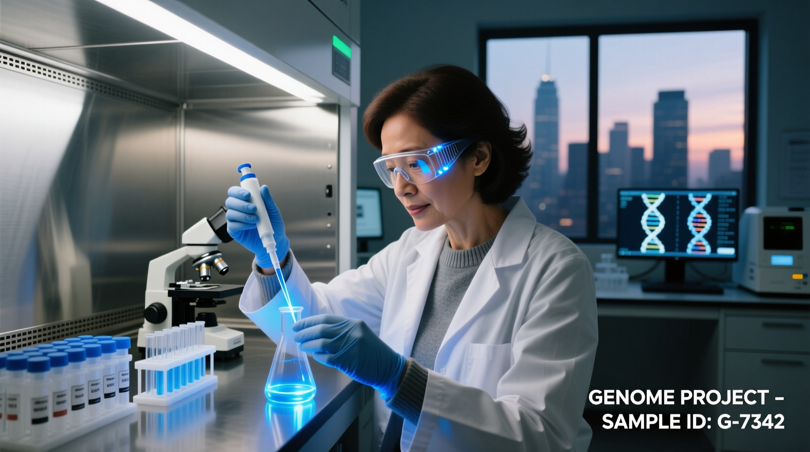 Scientist working with DNA samples in laboratory