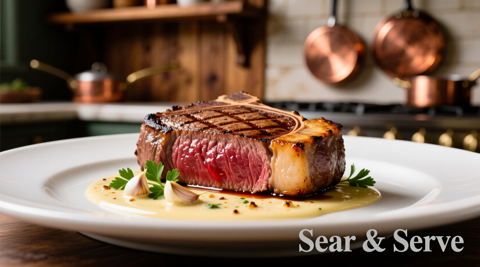 Perfectly seared filet mignon with garlic butter sauce