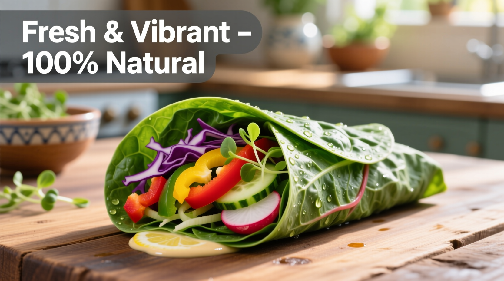 Fresh spinach wraps with colorful vegetable fillings