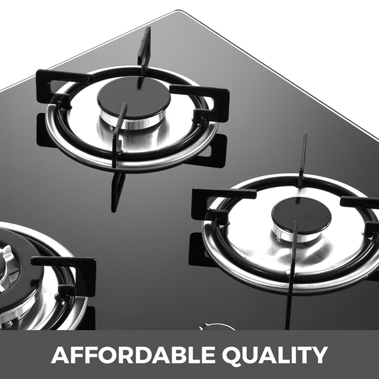 91.5cm 5 gas burner tempered glass panel auto ignition gas stove