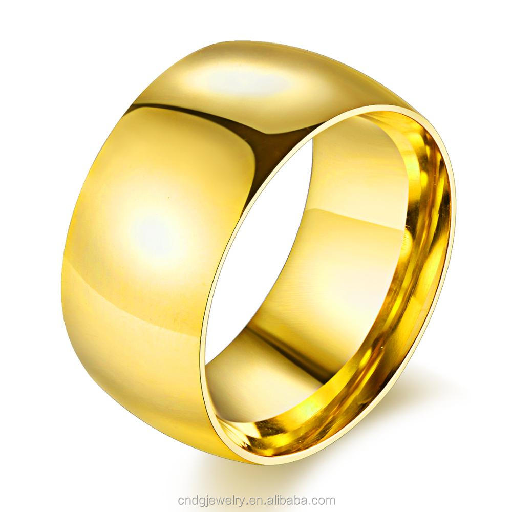 中国不锈钢首饰批发高抛光男士戒指金戒指无石价格便宜18k金戒指