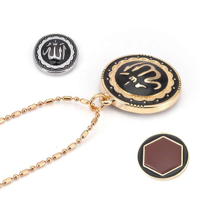 wollet health negative ion energy lava stone pendant with muslim