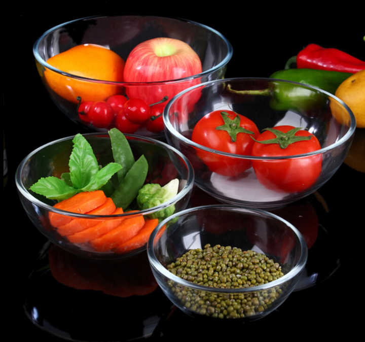 Haonai large Clear Round glass Salad Mixing Bowl / fruit glass bowl / nut bowl
