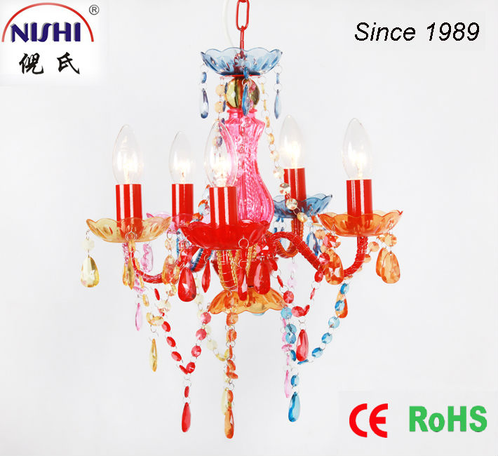 Pink lampshade home decoration crystal acrylic children chandelier lighting