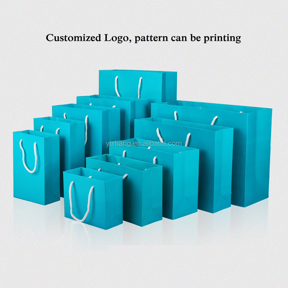 Wholesale Paper Packaging 13*19*6cm Bright Blue Paper Shopping Bag for Baby Clothes