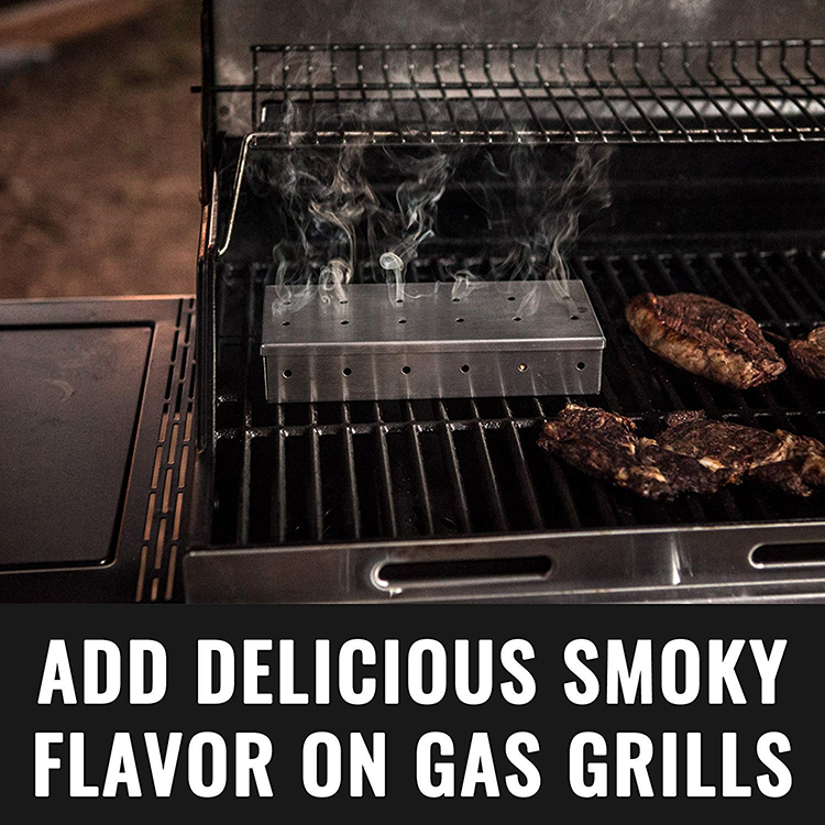 Barbeque Smoker Box - Stainless Steel Wood Chip Smoke Box