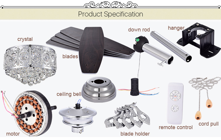 2020  Hot sale Ceiling Fan with light and Retractable Industrial Rustic Remote Control Reversible Blades Caged Chandelier 52 Inc