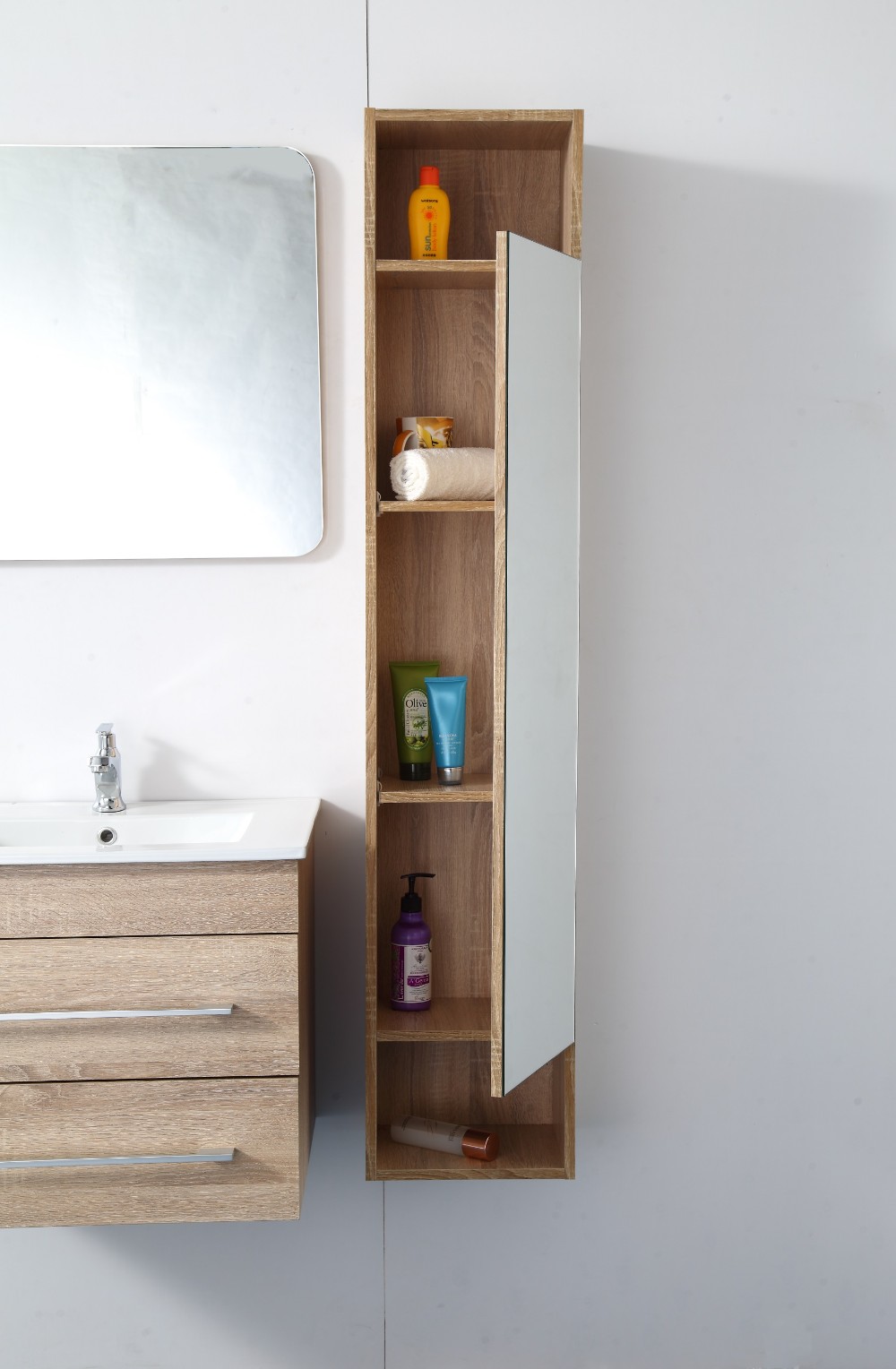 Amazon hot sale hanging side cabinet with mirrored door panel
