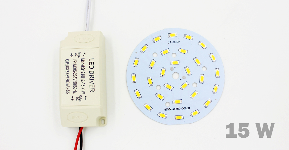 3W 5W 7W 9W 12W 15W 18W 24W SMD5730 puce à diode électroluminescente + coque en plastique LED alimentation du pilote pour plafonnier LED