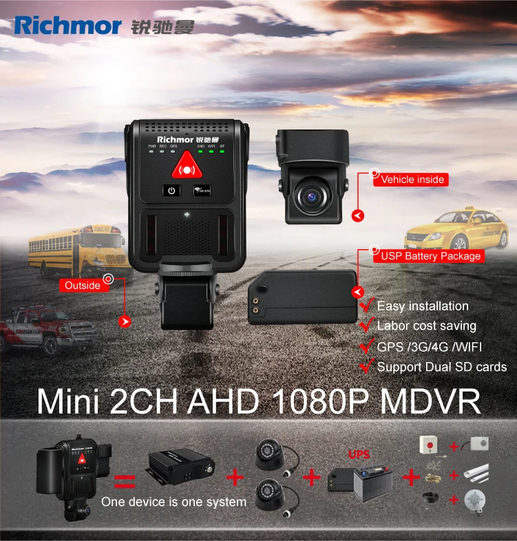 Duel Lens vehicle Dashcam MDVR  vehicle camera system taxi 4G MDVR GPS WIFI 4ch AHD SD CARD 4G MOBILE DVR