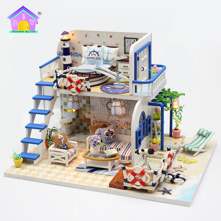 Wooden miniature dollhouses education toys made in china kits set