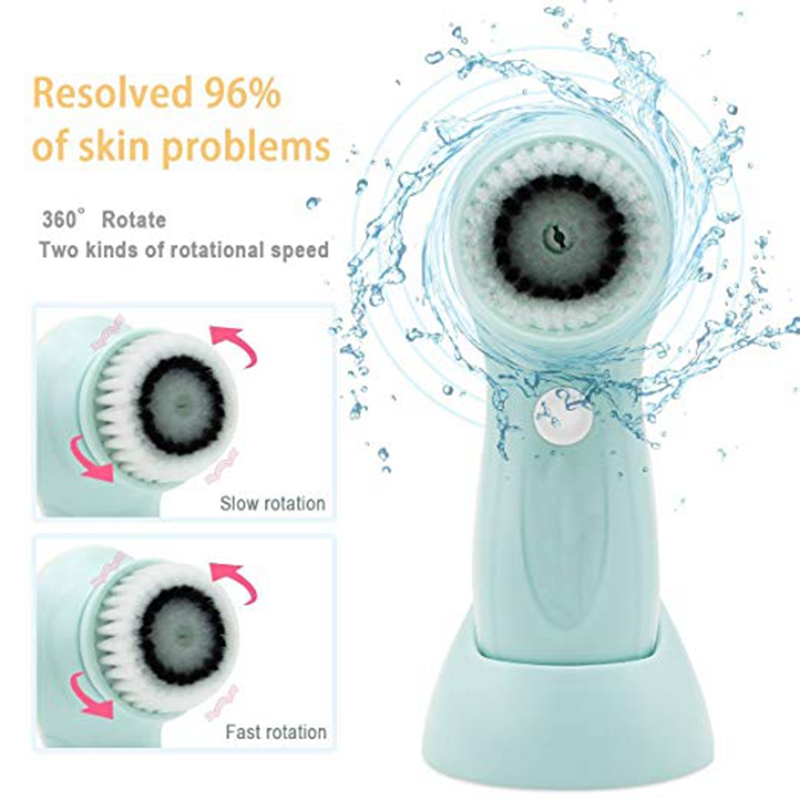 Konka-brosse électrique de nettoyage du visage étanche, avec 2 vitesses, pour les soins de la peau, système de gommage exfoliant, avec support de rangement