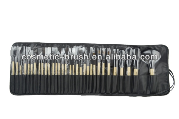 Black 2013 China Best Professional Makeup Brush Set Wood Handle Custom Logo Makeup Brushes/Brush 32 piece