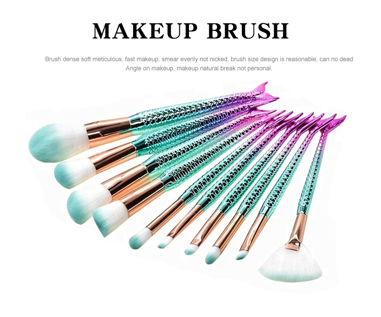 2018 Professional Mermaid Fish Tail Unicorn Makeup brushes Set