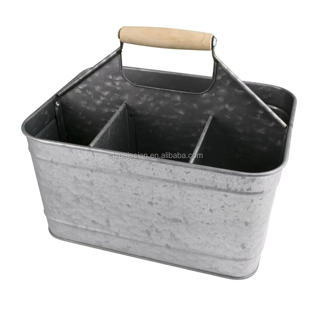 Galvanized steel Tidy organiser compartment Carry-all Tote Tray Tool Storage Beer Caddy