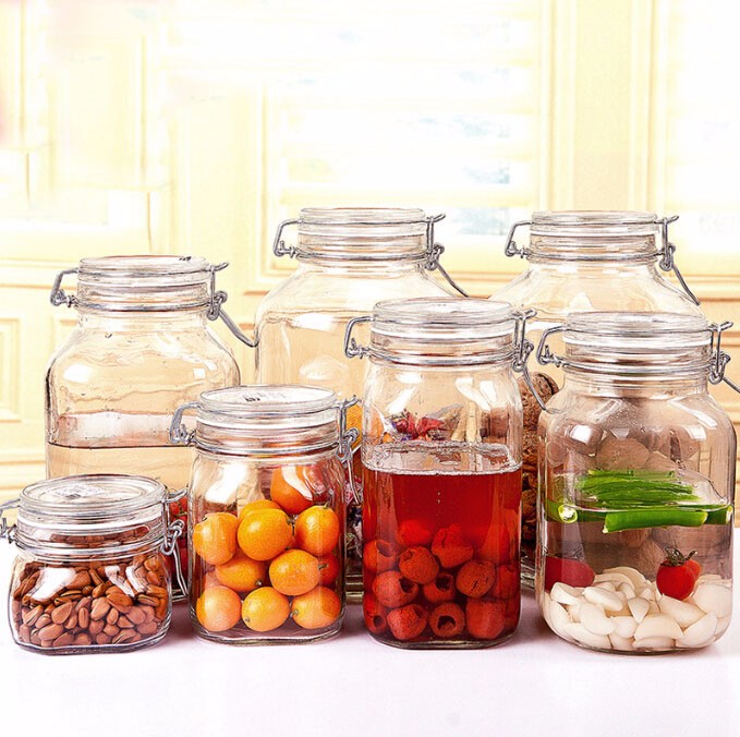 500ml square glass jars with airtight lid, glass food jar