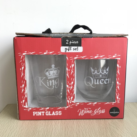 Glassware 16 oz Beer Pint Glass with Etched Logo Clear Beer Glass Cup Couple Cups Glass