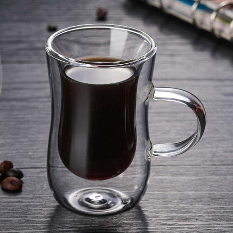 Factory supply clear Turkish double wall glass coffee cups