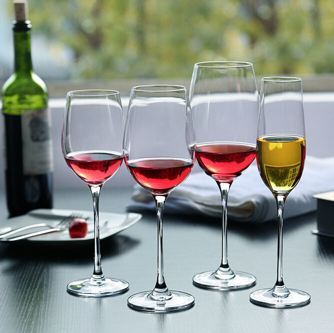 Haonai Round Red Wine Goblets Red/white Wine Glasses Set on Glass Stem Perfect Gift,Dishwasher safe