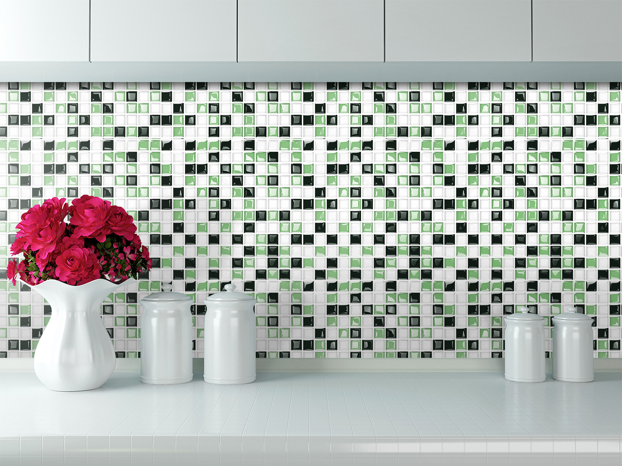 Interior decoration self adhesive waterproof mosaic vinyl wallpaper for kitchen backsplash