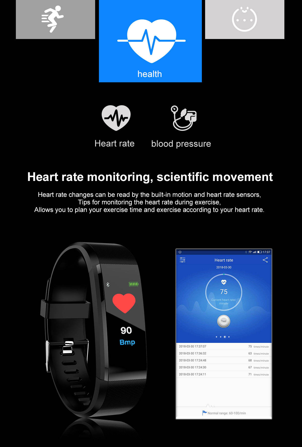 Heart Rate Id115 Plus Color Hr Wasserdicht Veryfitpro Id115