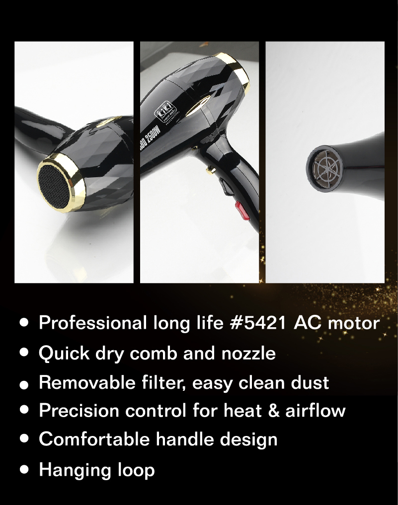 KIKI NEWGAIN Powerful 5421 AC motor 2500W Secador de pelo Salon Professional Hair Dryer for beauty shop