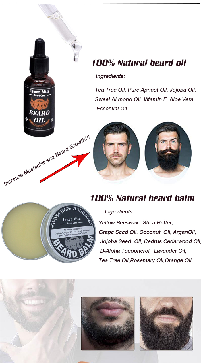 NEW Perfect Men's Beard Care Gift Set Beard Grooming Kit 4pcs Beard Oil, Balm, Wash & Conditioner OEM Grooming Kit