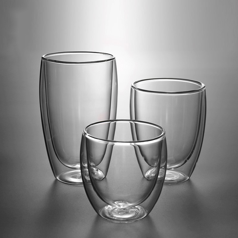 Double Wall Glass 250ml Coffee Cup With LOGO Glass Double Wall Tea Cup Glass Cups
