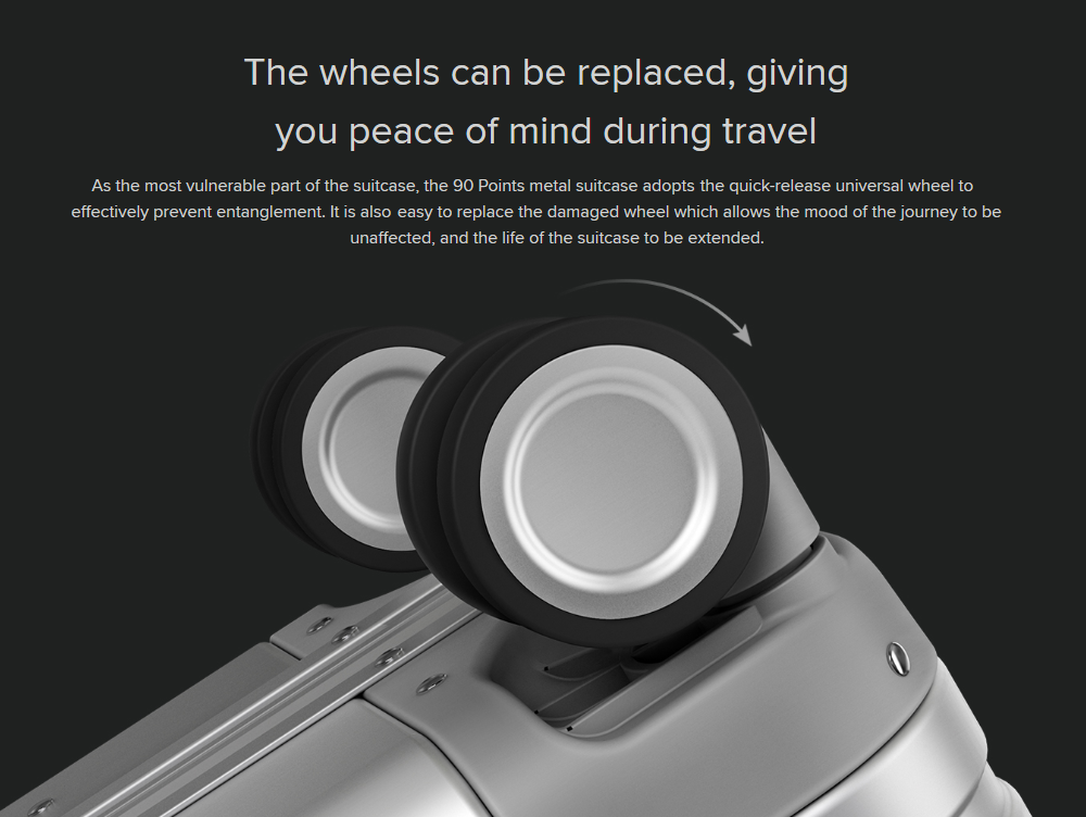 Xiaomi Mi Metal Suitcase Aluminum Alloy 90Fun Metal Luggage Mijia Travel Suitcase 20'' inches Spinner Wheel Lightweight Durable