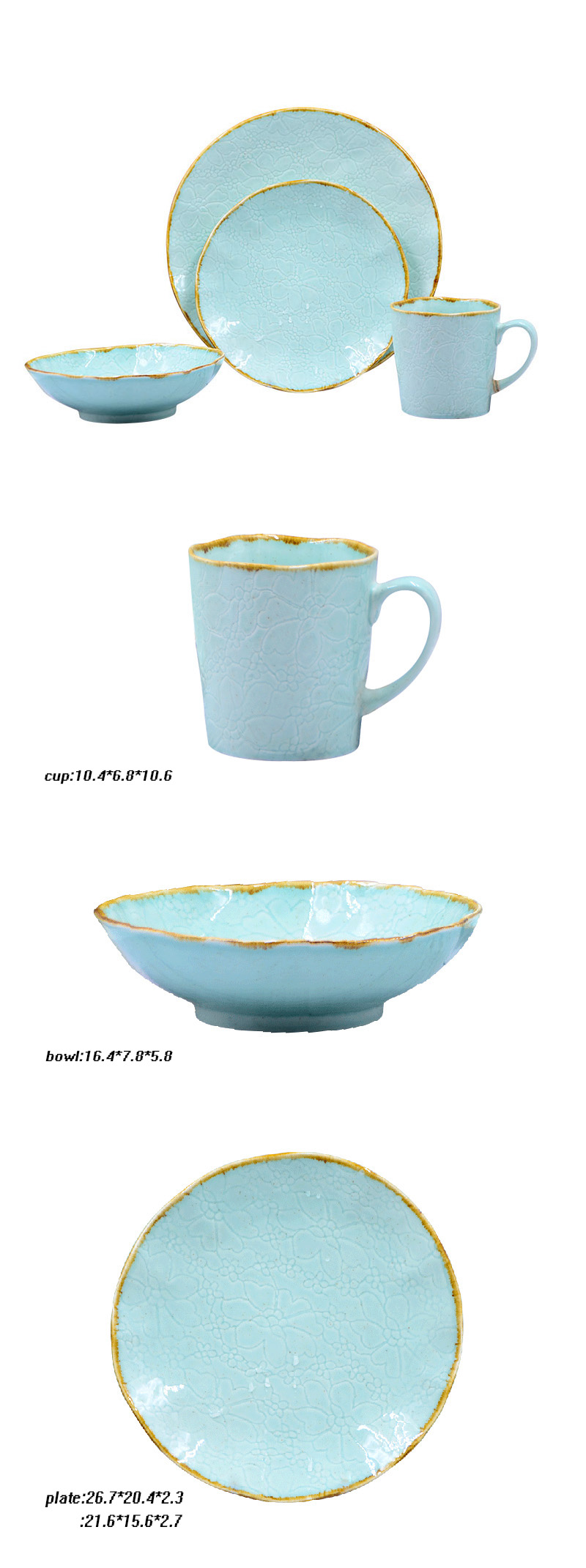 flower ceramic dinnerware set porcelain tableware with gold rim hunan