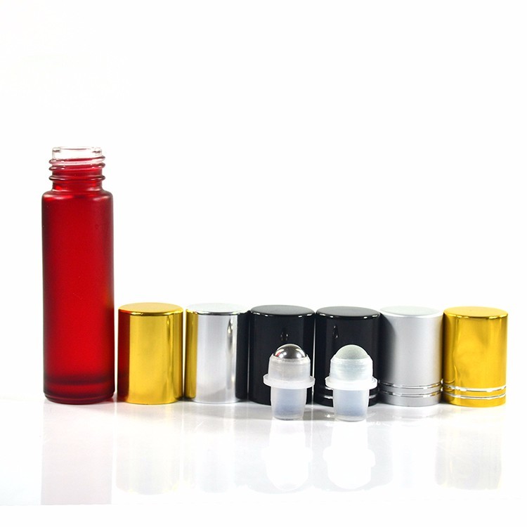 10ml Glass Cosmetic Container Colorful Roll On Bottle 10ml With Metal Screw Cap