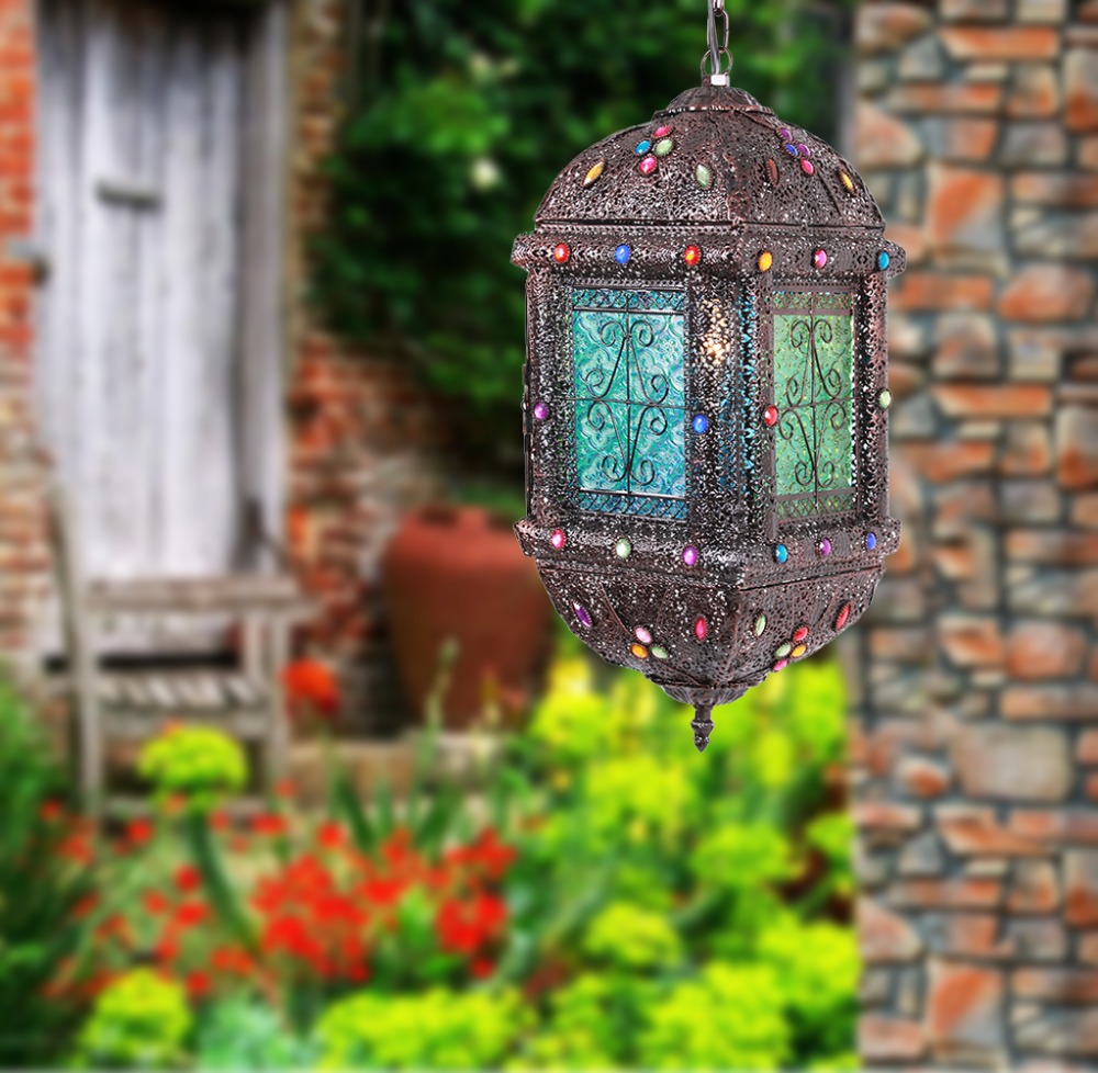 Turkish Mosaic Hanging Lantern Lamp Decorative Morocco Chandeliers Pendant Light NS-124014