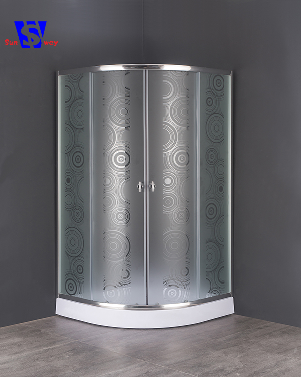 90x90cm Screen printing glass shower enclosure,simple shower room,big deep tray free standing shower enclosure