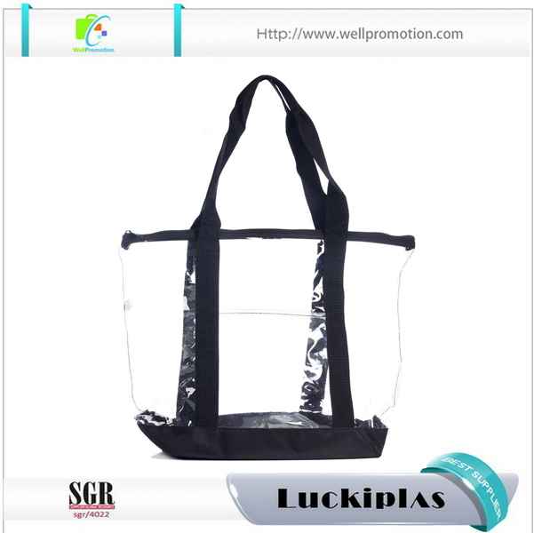 Borsa tote in plastica da spiaggia personalizzata da donna, borse tote in PVC trasparente all'ingrosso per la promozione
